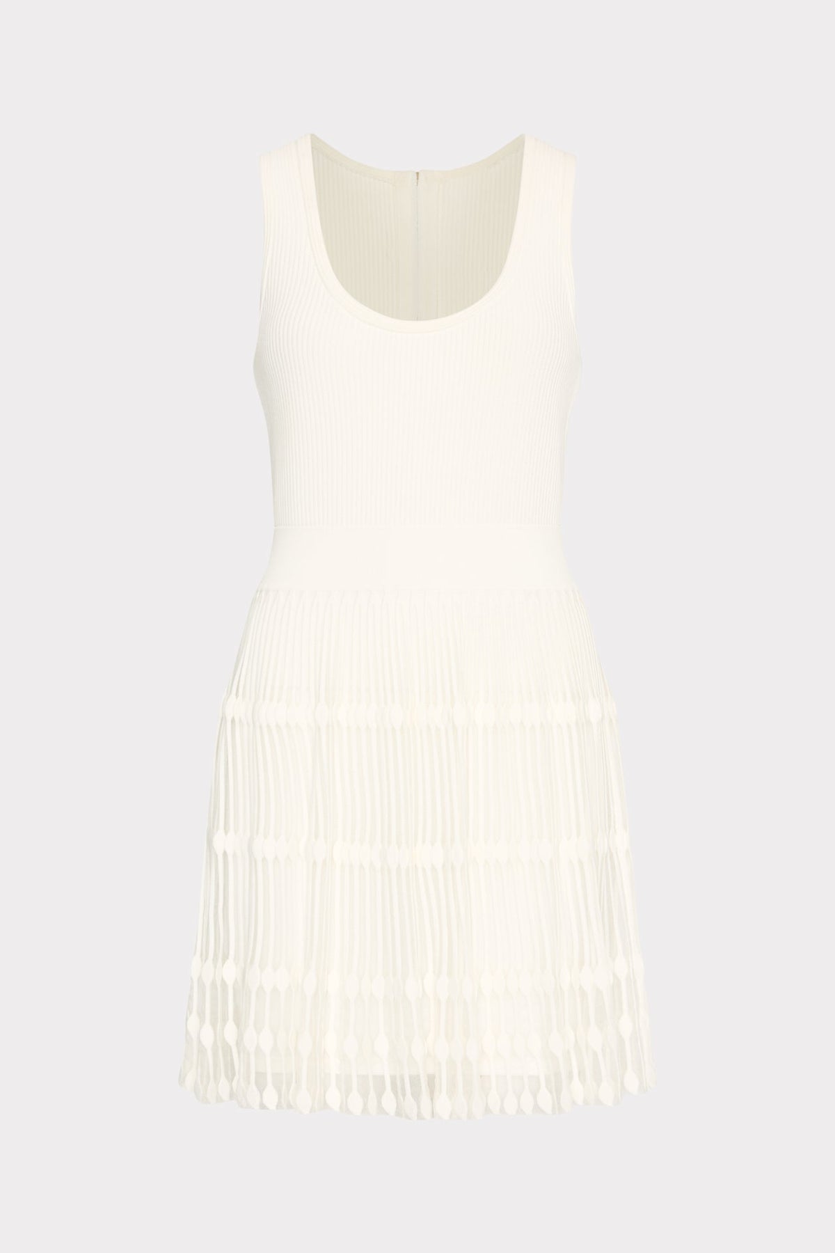 Sheer Knit Fit And Flare Mini Dress - Ecru