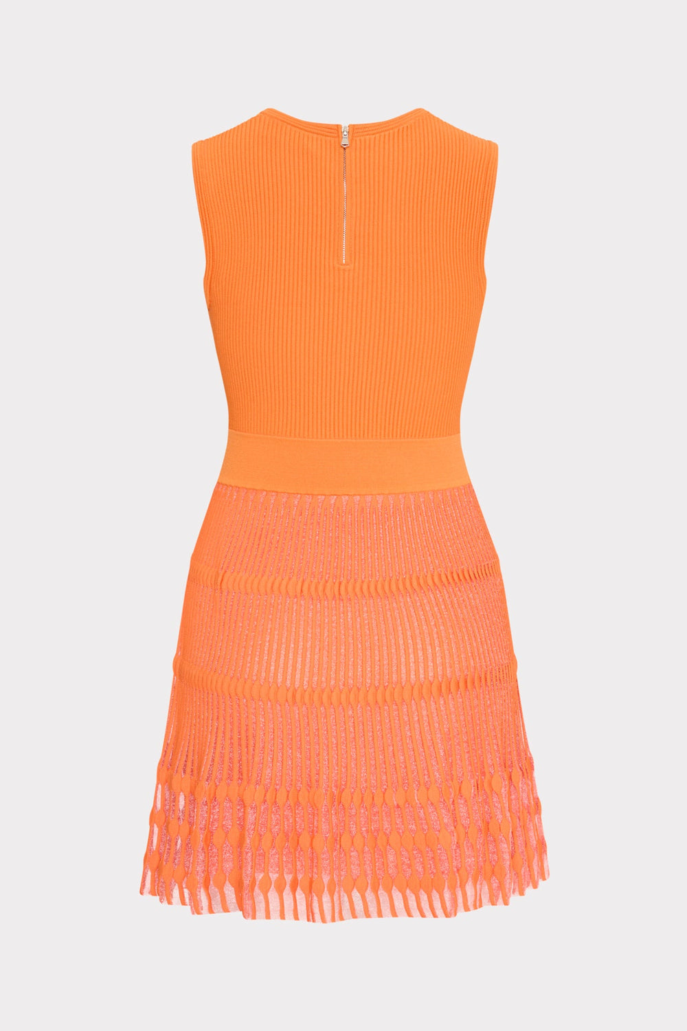Sheer Knit Fit And Flare Mini Dress - Coral