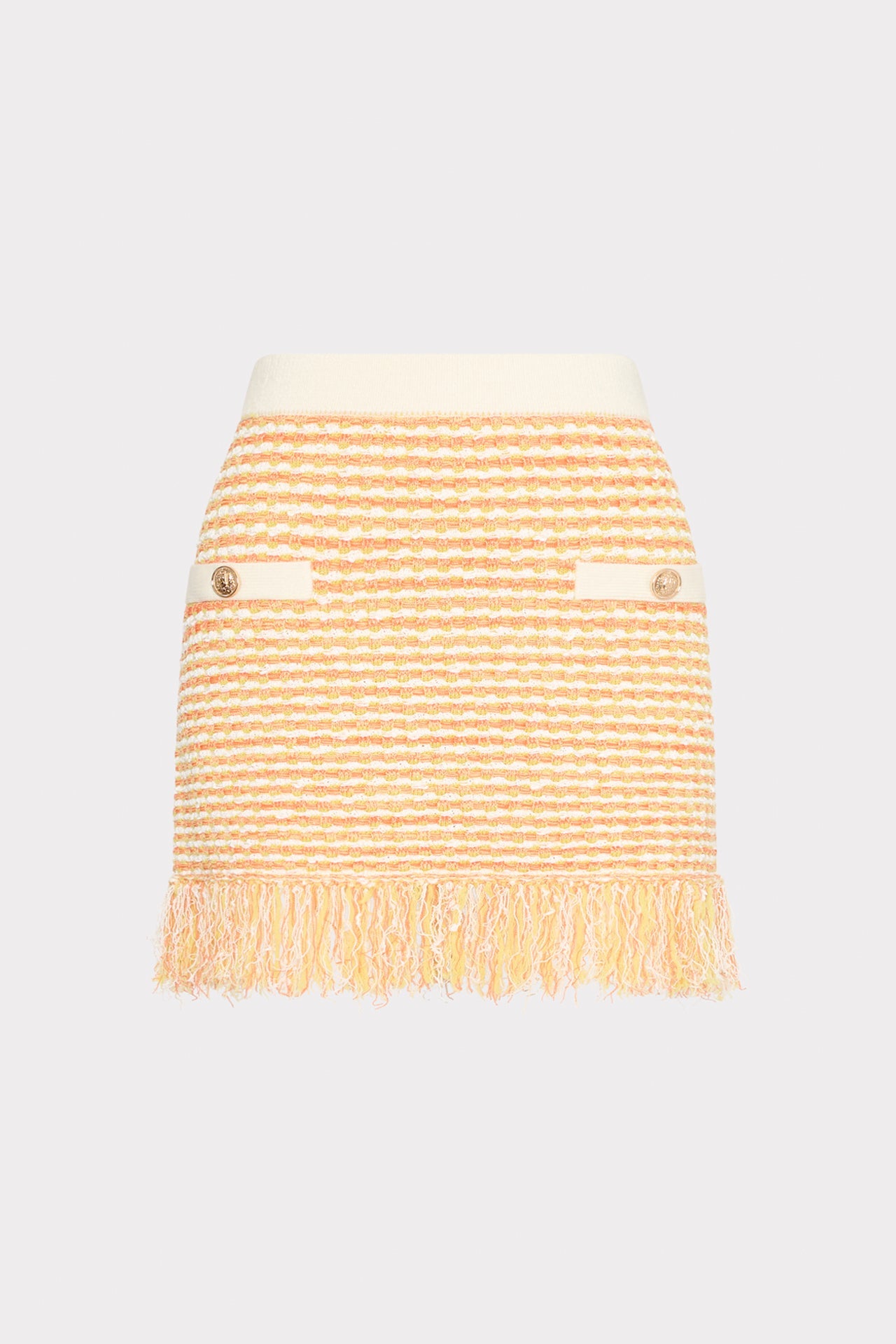 Kali Textured Fringe Knit Mini Skirt - Orange Yellow Multi