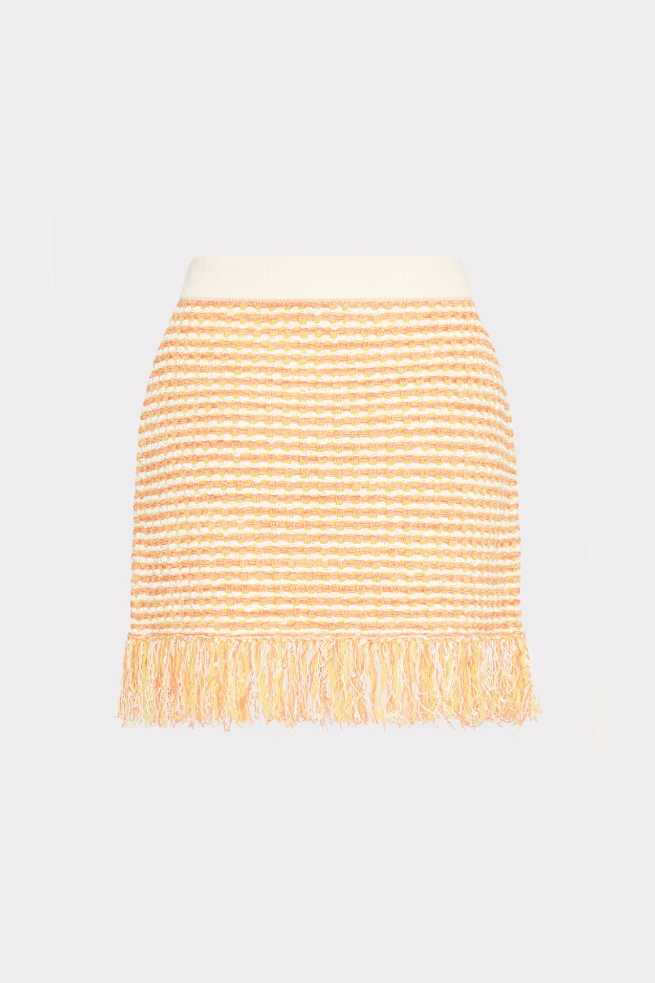 Kali Textured Fringe Knit Mini Skirt - Orange Yellow Multi