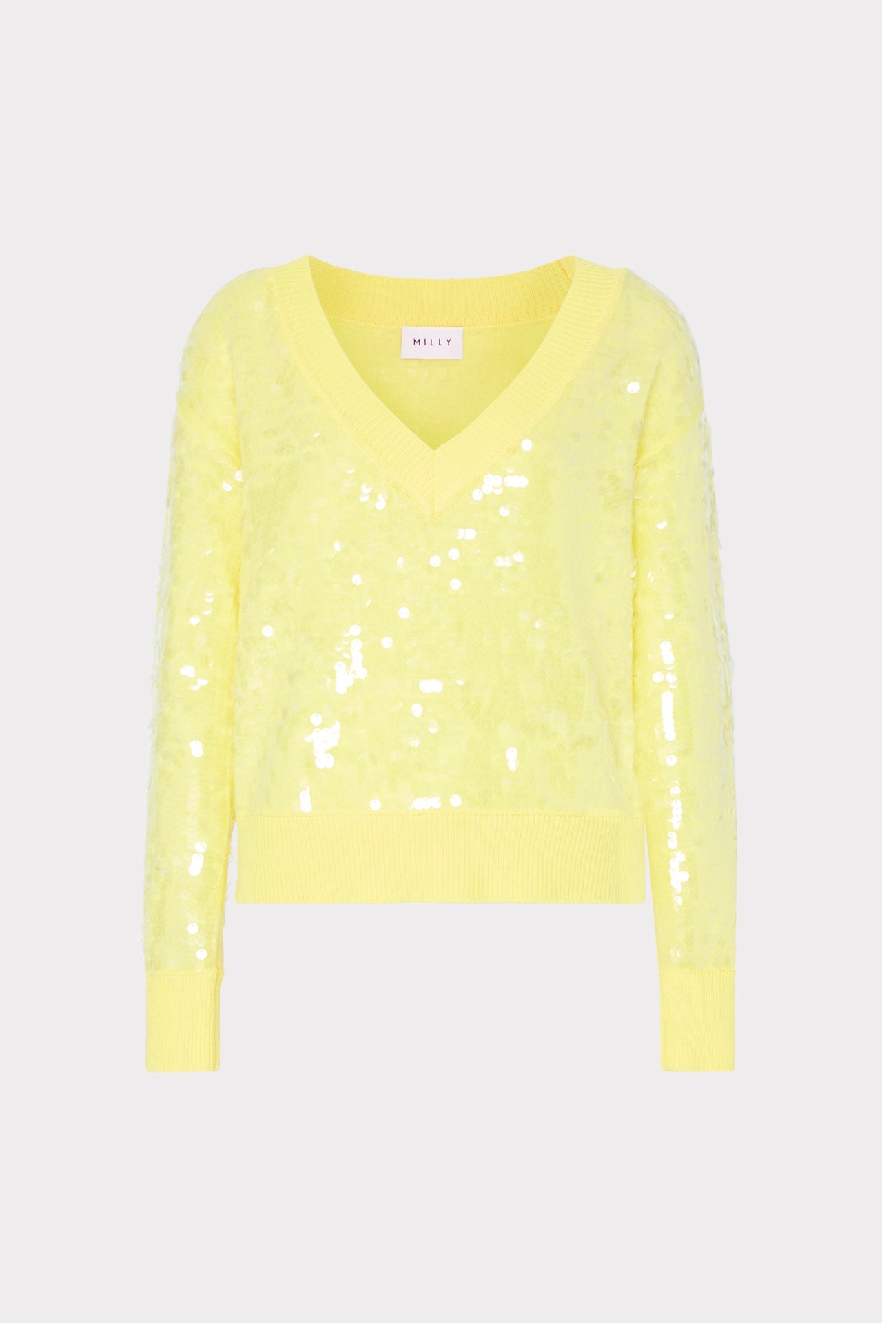 Ilaria Sequin V-Neck Sweater - Light Yellow