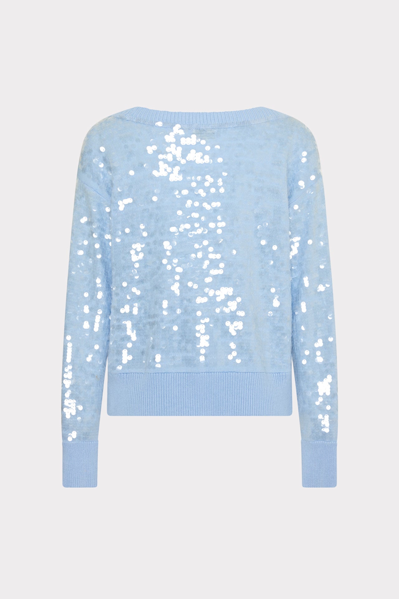 Ilaria Sequin V-Neck Sweater - Light Blue