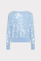 Ilaria Sequin V-Neck Sweater - Light Blue