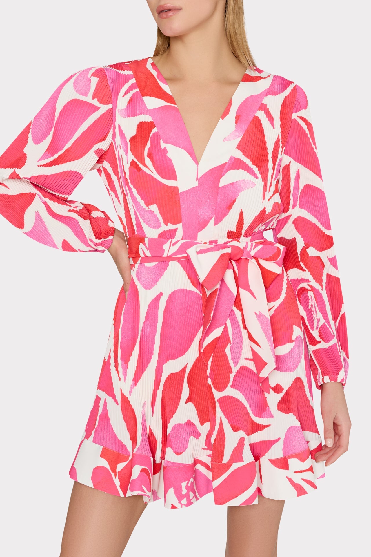 Liv Dream Rose Pleated Dress - Magenta Multi