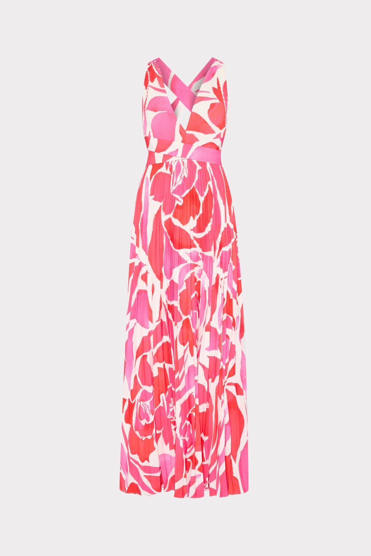 Oria Dream Rose Pleated Dress - Magenta Multi
