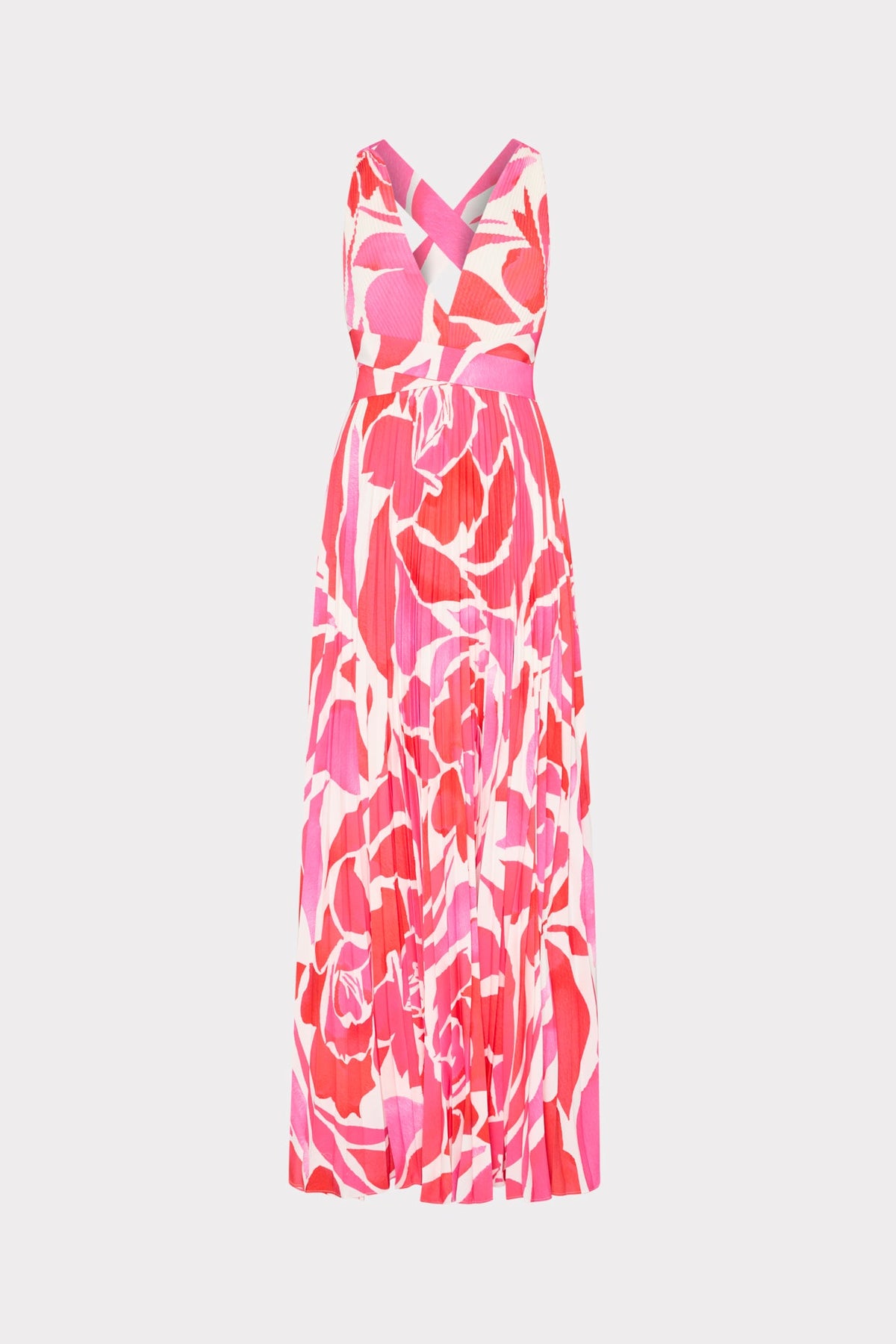 Oria Dream Rose Pleated Dress - Magenta Multi