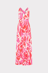 Oria Dream Rose Pleated Dress - Magenta Multi