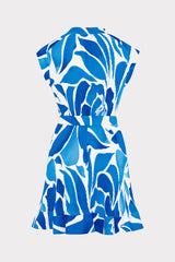 Joan Dream Rose Pleated Dress - Teal Blue Multi