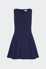 Sleeveless Stretch Cady Fit And Flare Dress - Navy