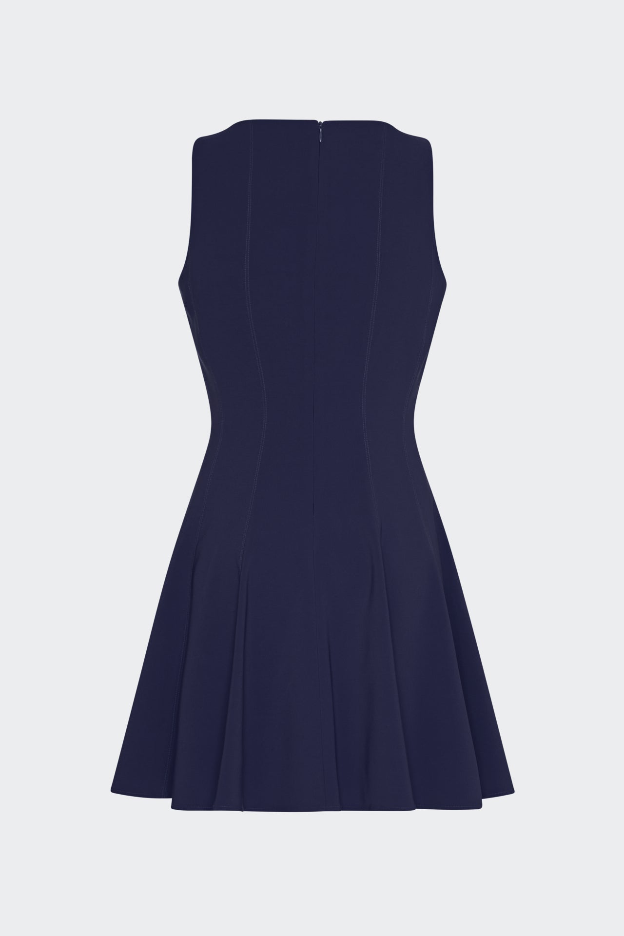 Sleeveless Stretch Cady Fit And Flare Dress - Navy
