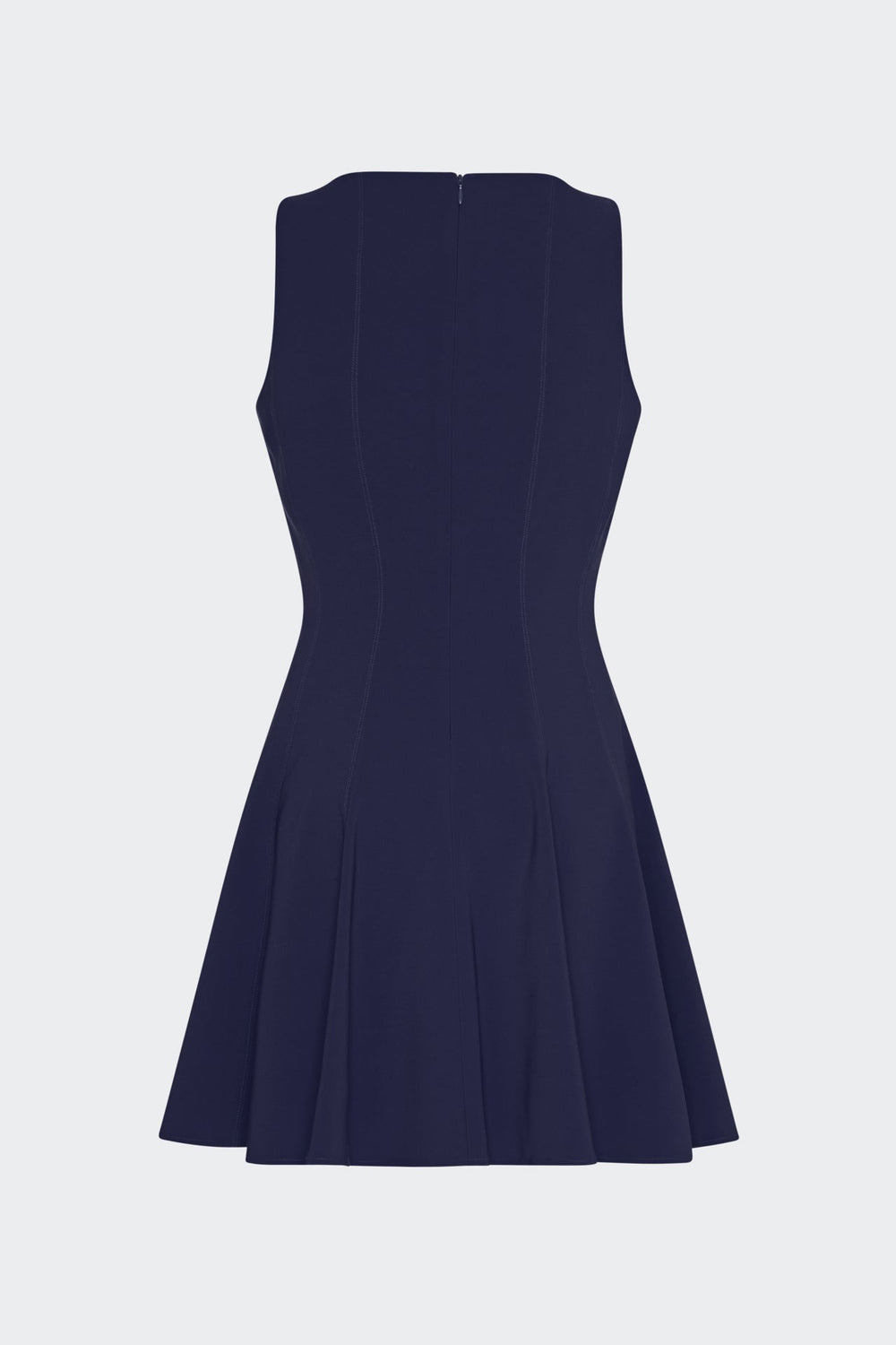 Sleeveless Stretch Cady Fit And Flare Dress - Navy