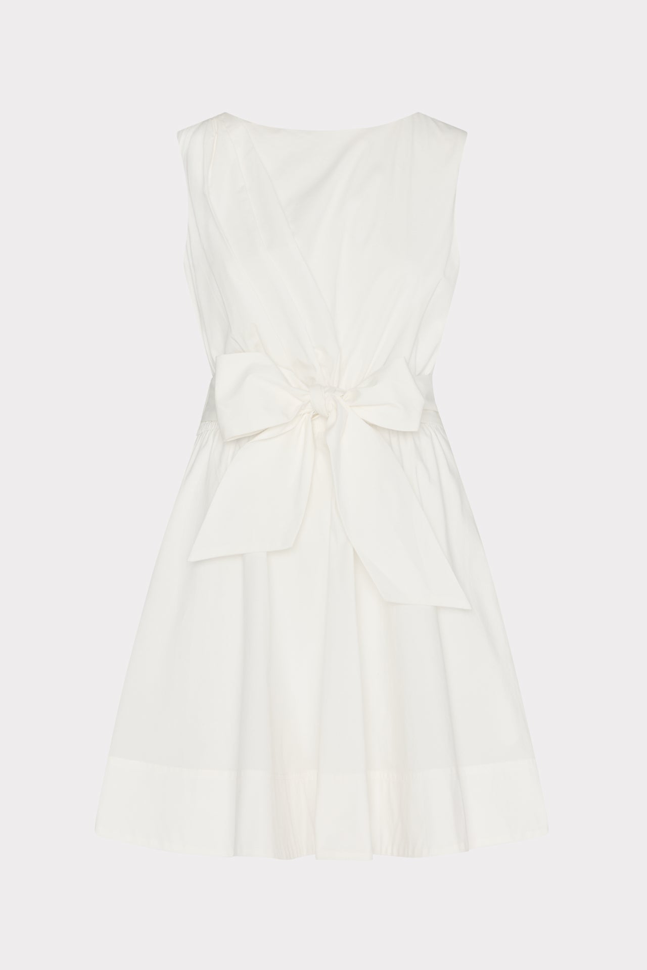 Draped Poplin Sleeveless Mini Dress - White