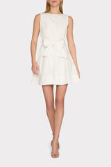 Draped Poplin Sleeveless Mini Dress - White