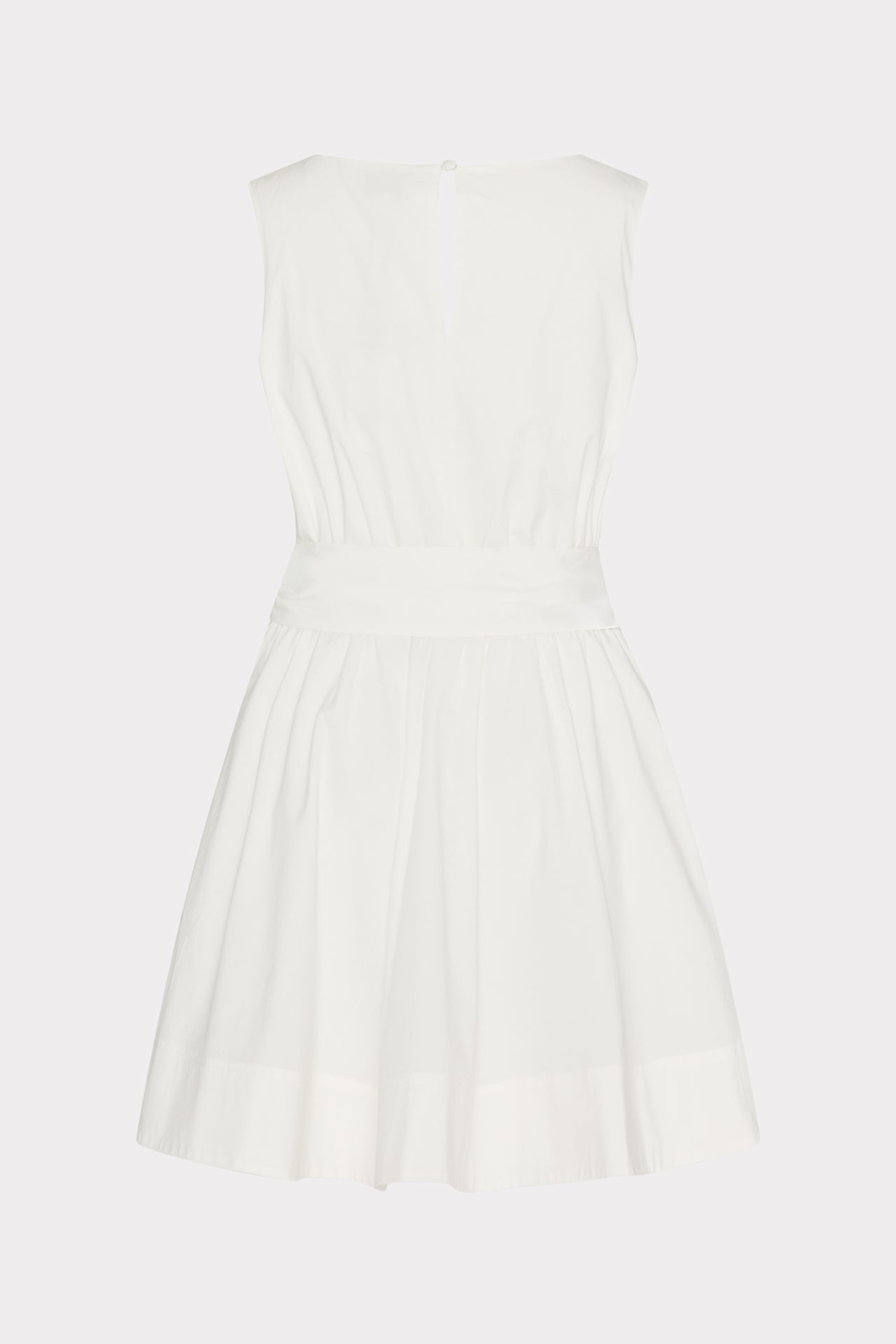 Draped Poplin Sleeveless Mini Dress - White