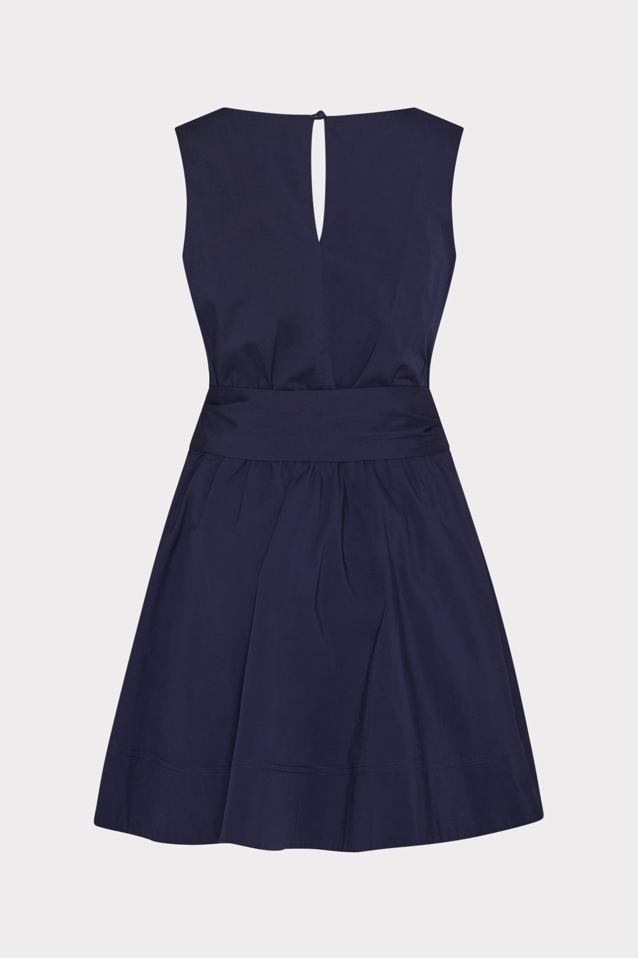 Draped Poplin Sleeveless Mini Dress - Navy