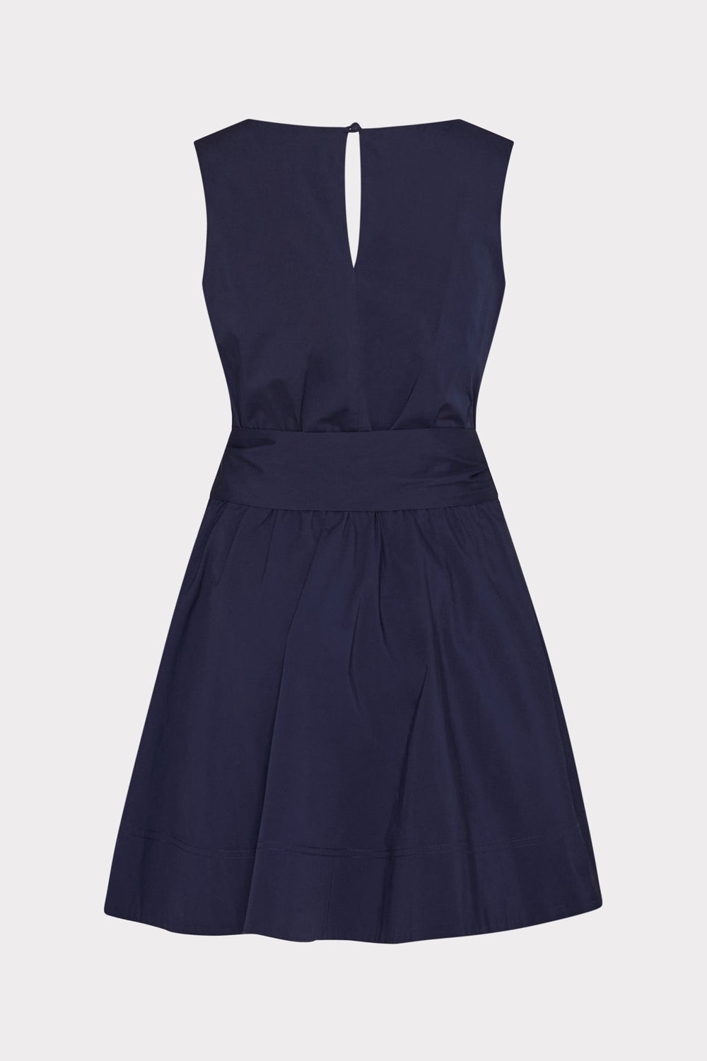 Draped Poplin Sleeveless Mini Dress - Navy