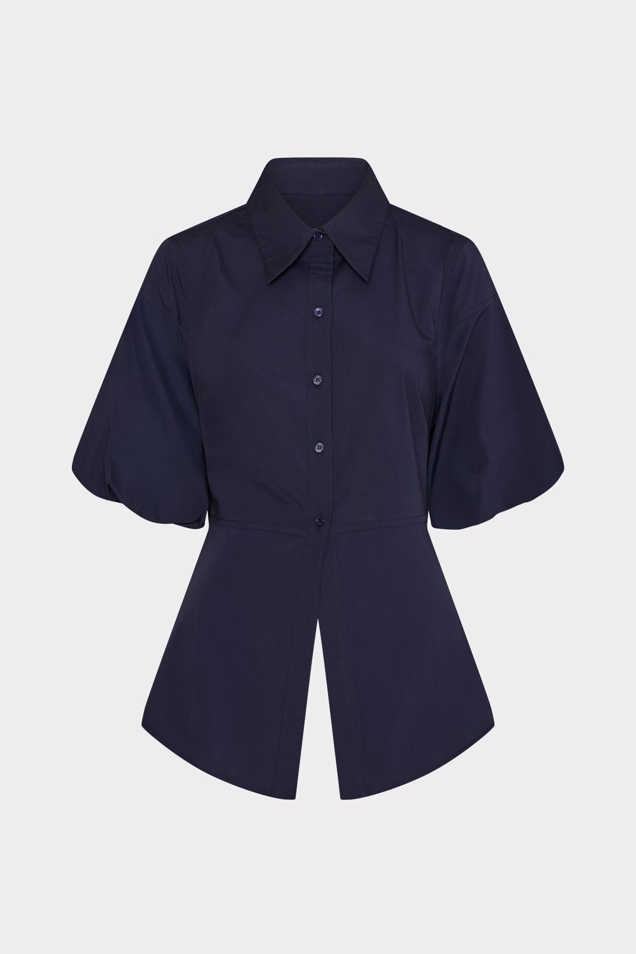 Tie Back Poplin Button Down Shirt - Navy
