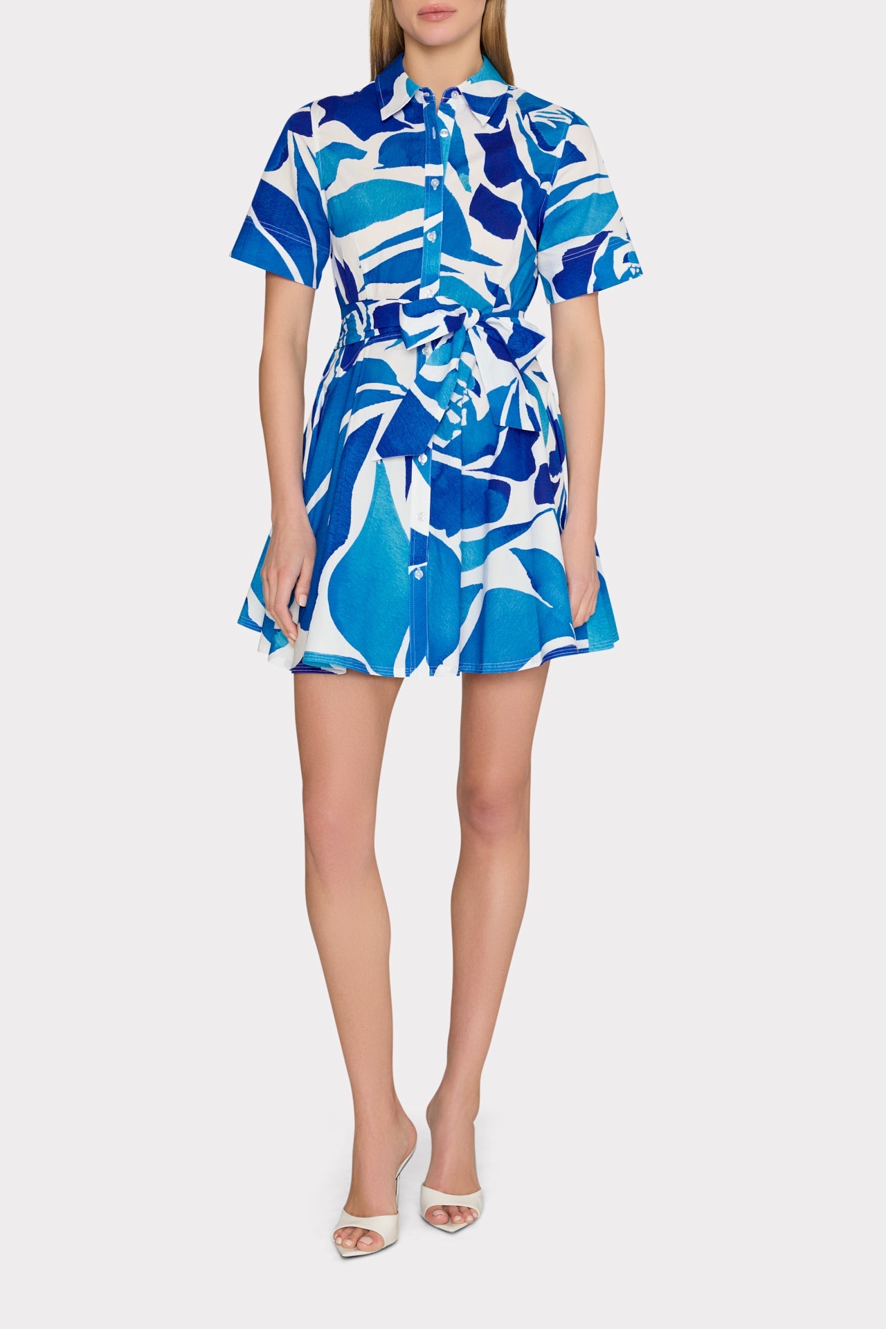 Dream Rose Poplin Mini Dress - Teal Blue Multi