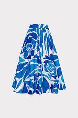 Juliet Dream Rose Midi Skirt - Teal Blue Multi
