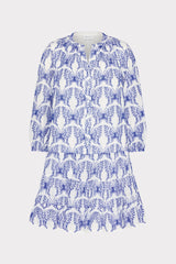 Tiered Butterfly Eyelet Mini Dress - White/Blue