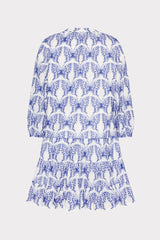 Tiered Butterfly Eyelet Mini Dress - White/Blue