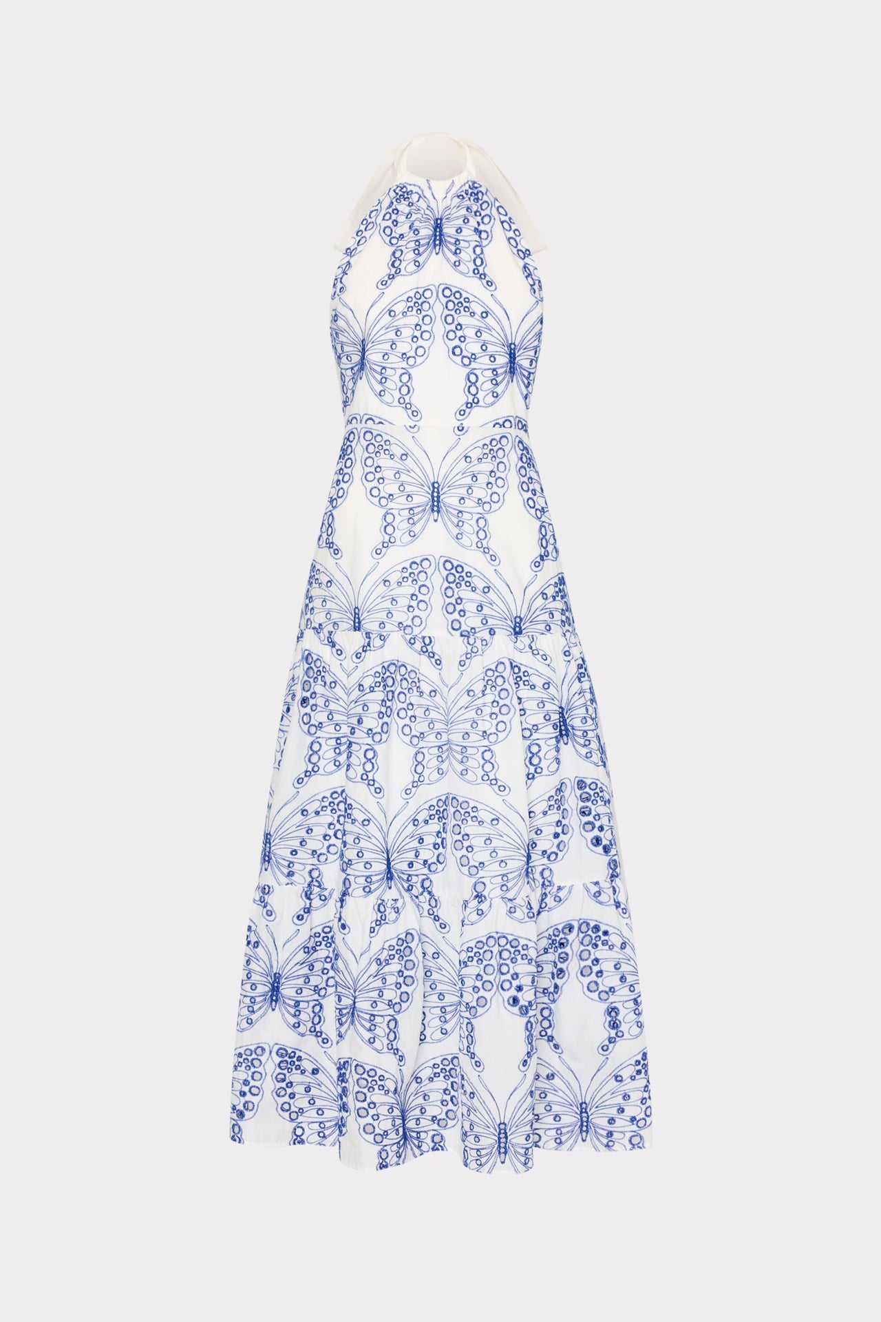 Hayden Butterfly Eyelet Dress - White/Blue