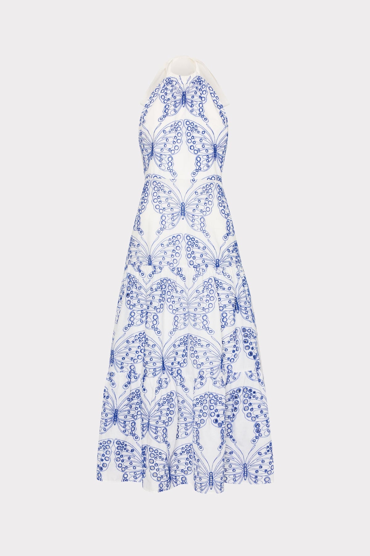 Hayden Butterfly Eyelet Dress - White/Blue
