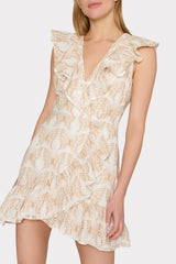 Novi Butterfly Eyelet Wrap Dress - White/Tan