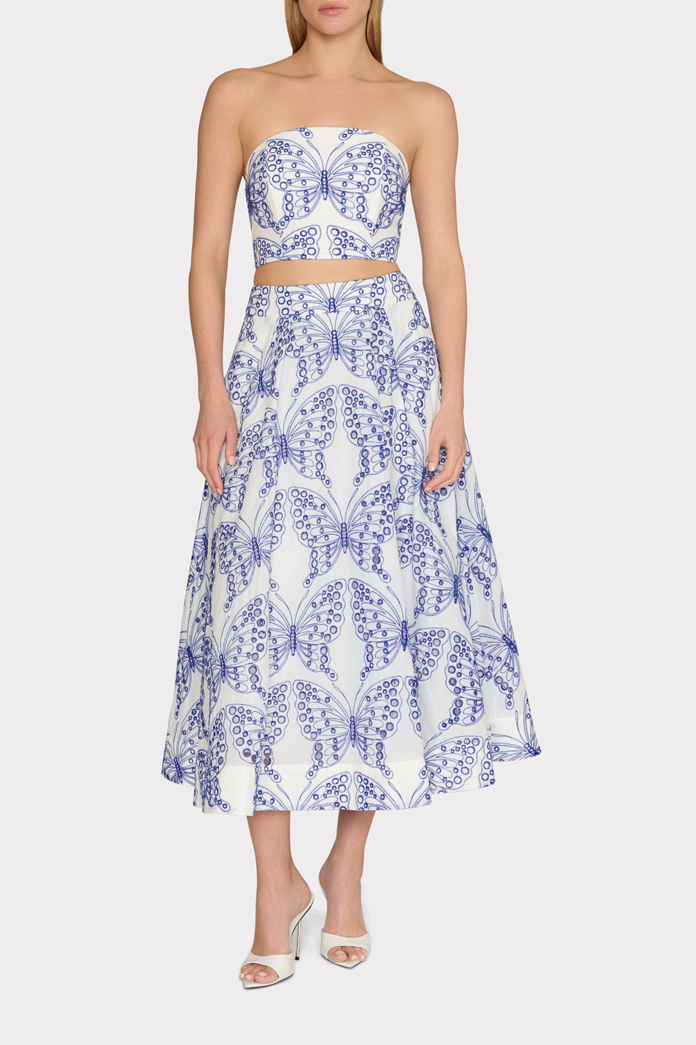 Butterfly Eyelet Skirt - White/Blue