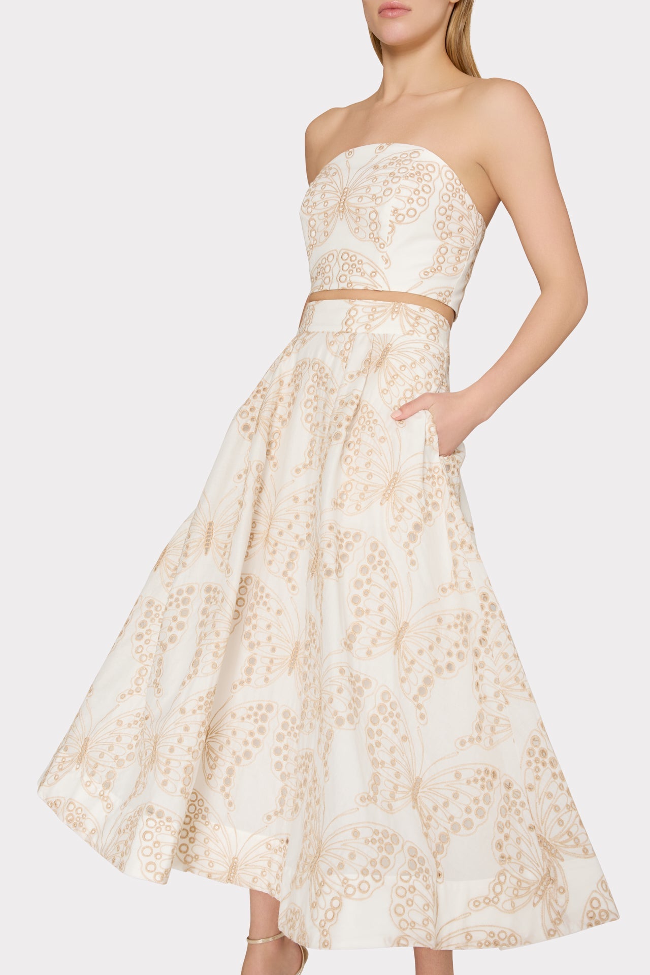 Butterfly Eyelet Skirt - White/Tan