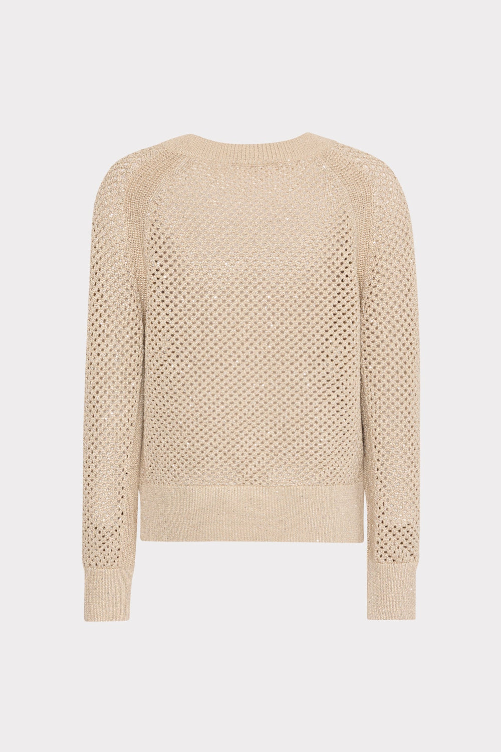 Sequin Mesh V-Neck Sweater - Beige