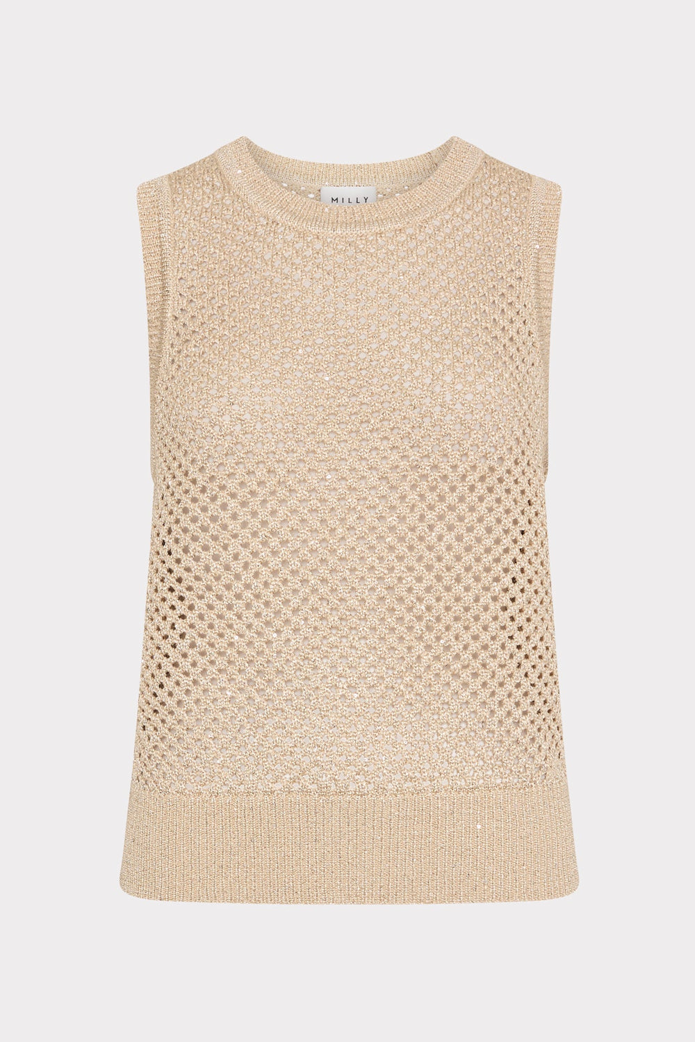 Sequin Mesh Shell Sweater - Beige