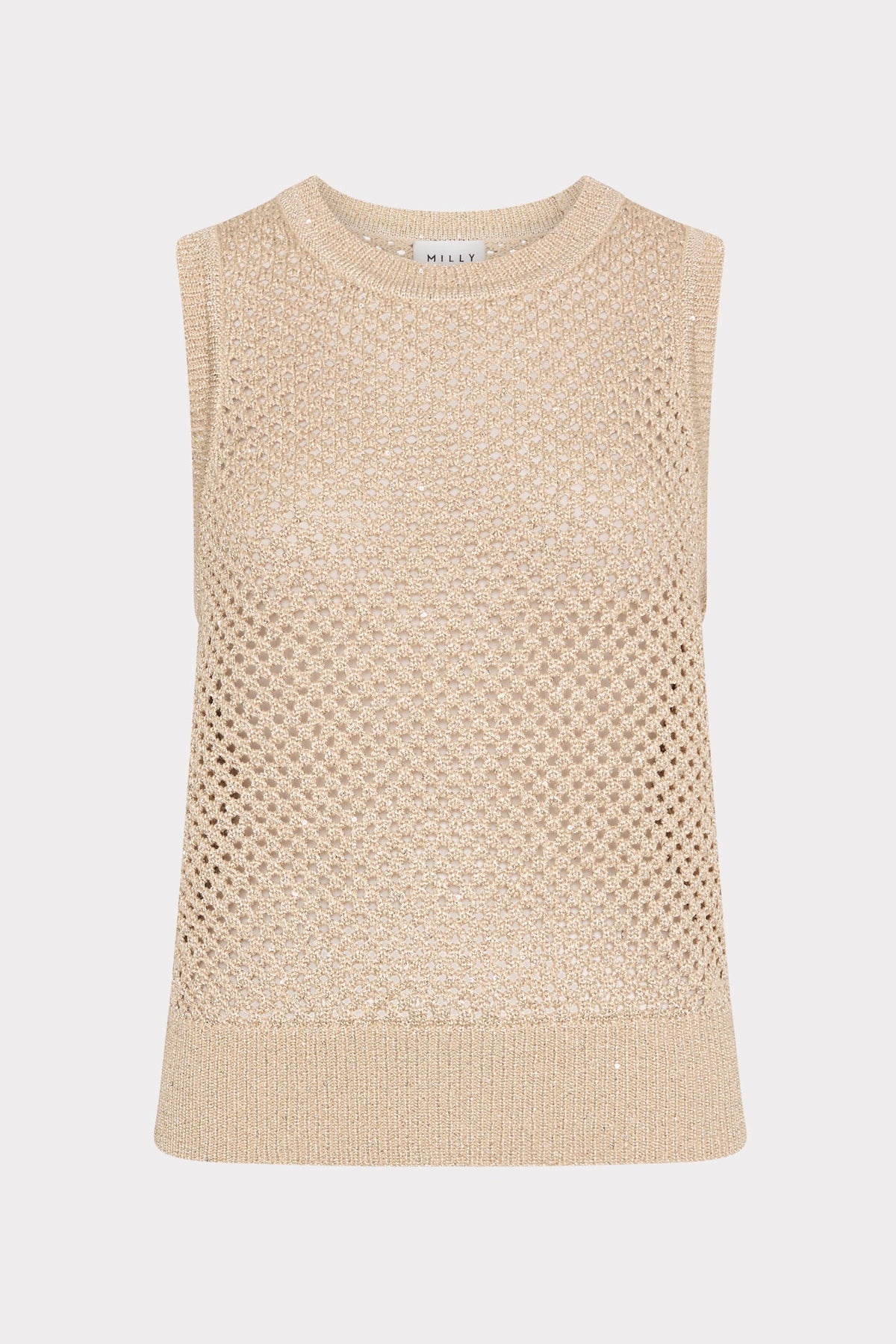 Sequin Mesh Shell Sweater - Beige