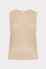 Sequin Mesh Shell Sweater - Beige