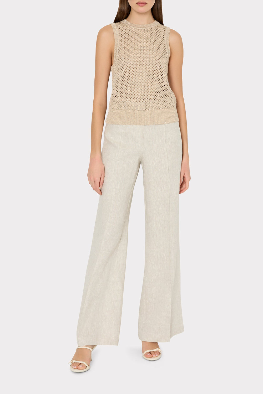 Sequin Mesh Shell Sweater - Beige