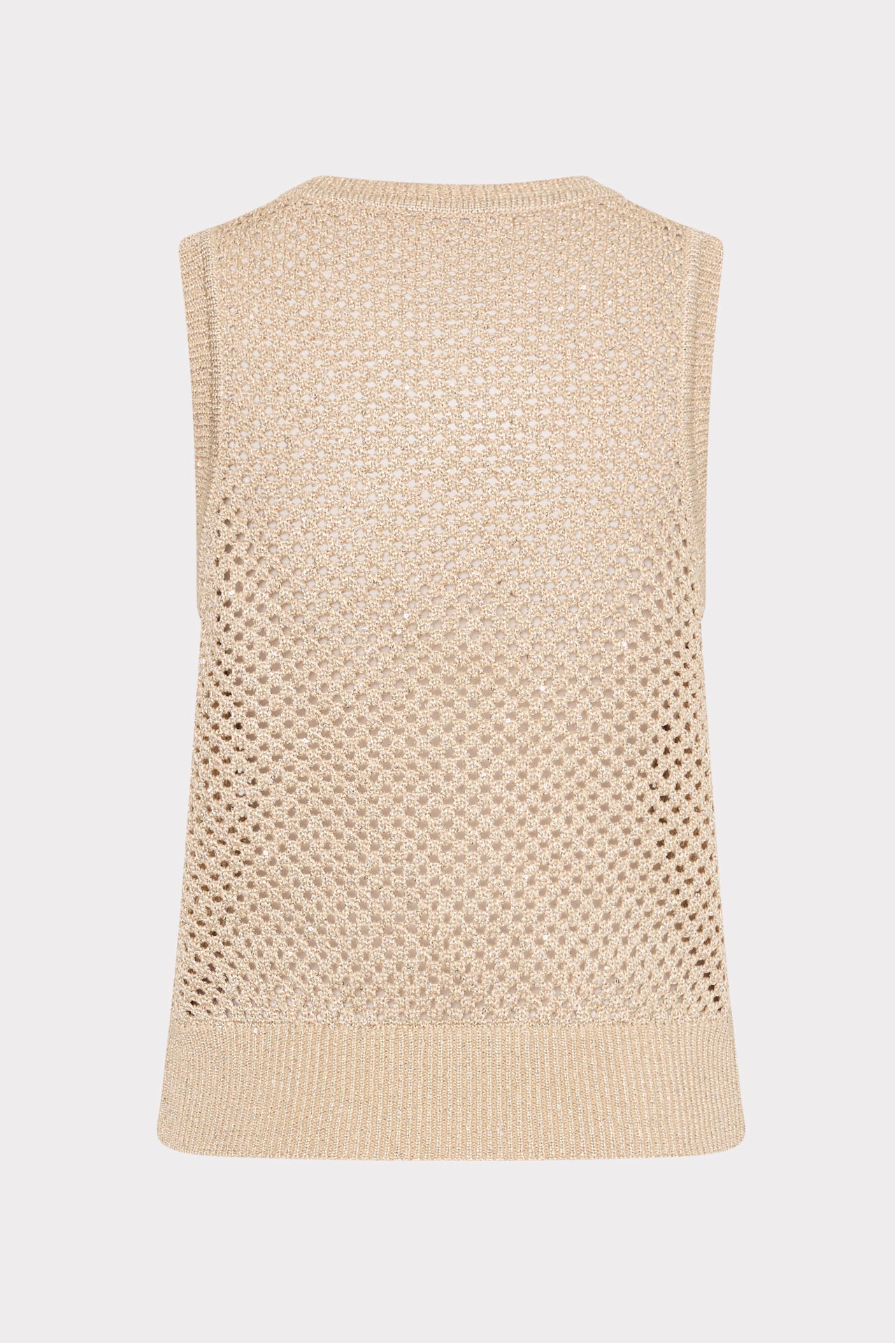 Sequin Mesh Shell Sweater - Beige