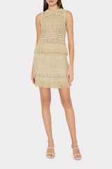 Beaded Fringe Knit Top - Beige Multi