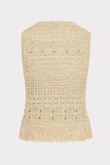 Beaded Fringe Knit Top - Beige Multi