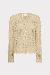 Beaded Fringe Knit Cardigan - Beige Multi