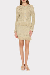 Beaded Fringe Knit Cardigan - Beige Multi