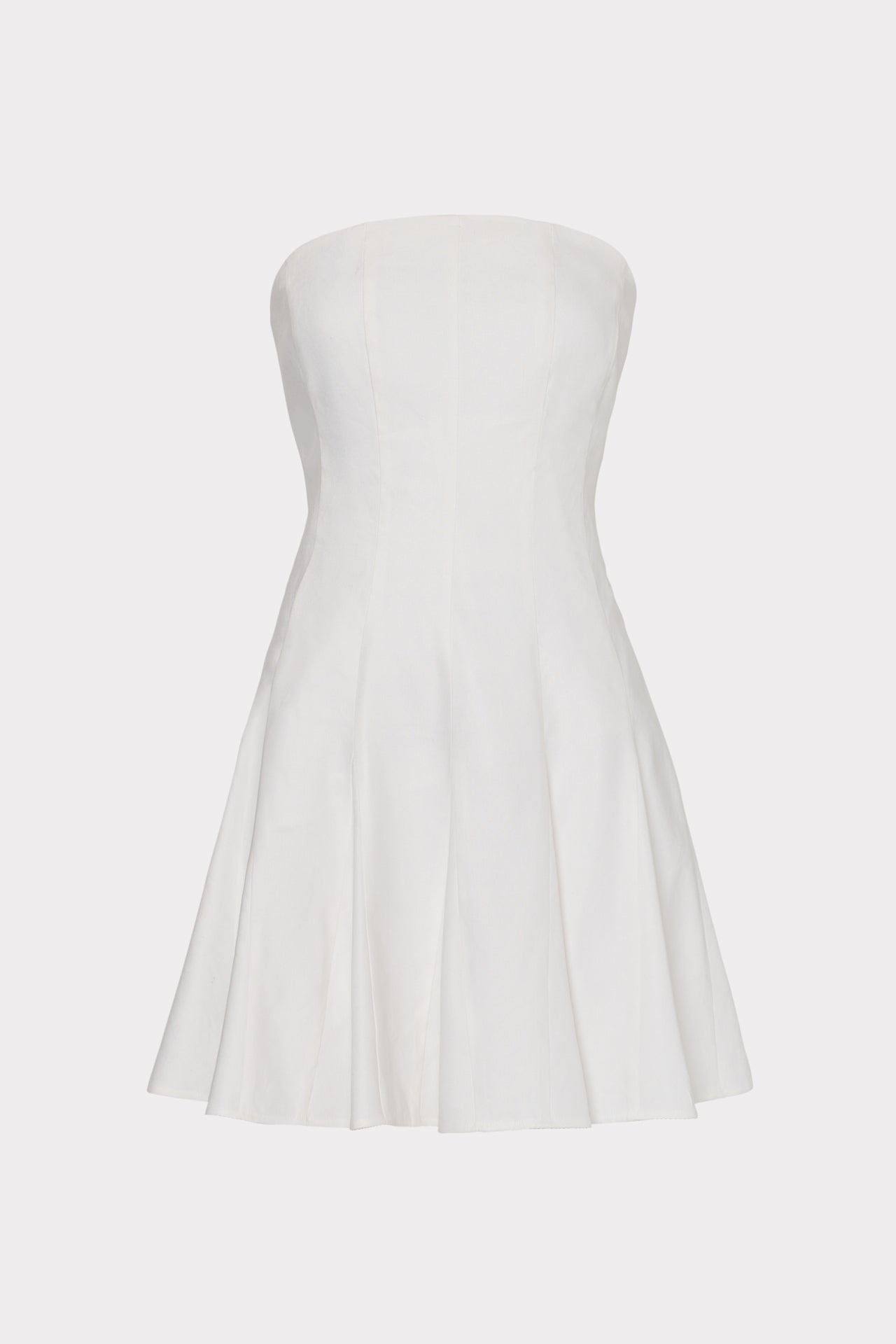 Cameron Solid Linen Strapless Dress - White