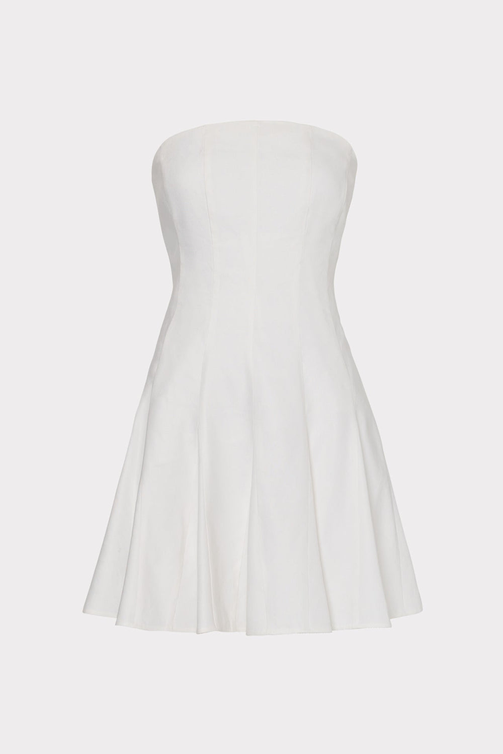 Cameron Solid Linen Strapless Dress - White