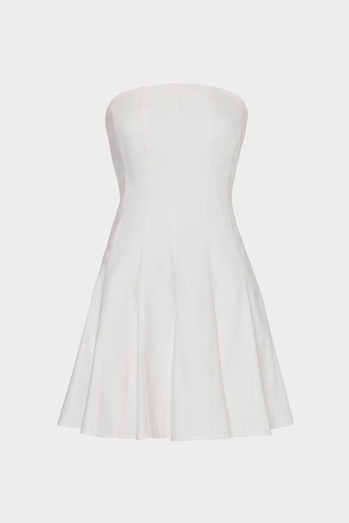 Cameron Solid Linen Strapless Dress - White