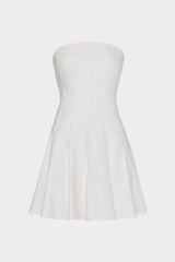 Cameron Solid Linen Strapless Dress - White