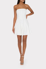 Cameron Solid Linen Strapless Dress - White