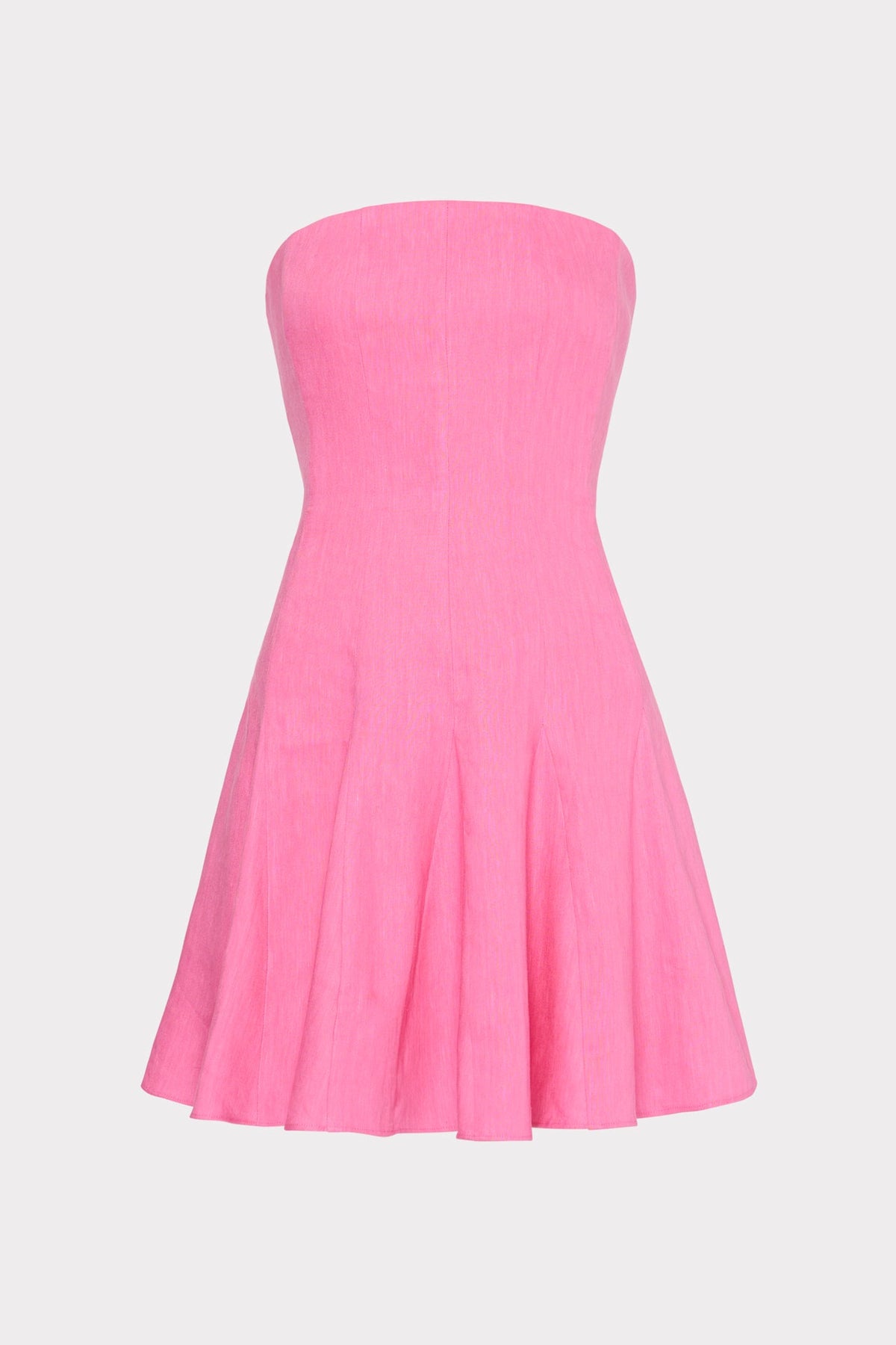 Cameron Solid Linen Strapless Dress - Pink