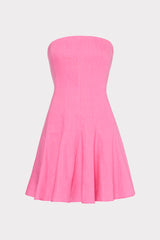 Cameron Solid Linen Strapless Dress - Pink
