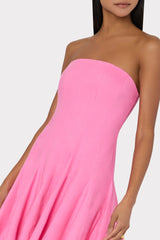 Cameron Solid Linen Strapless Dress - Pink