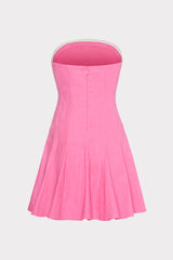 Cameron Solid Linen Strapless Dress - Pink