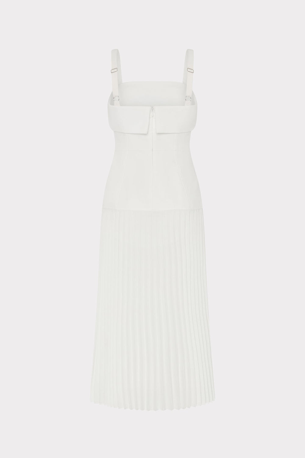 Nala Poplin Pleated Combo Midi Dress - White